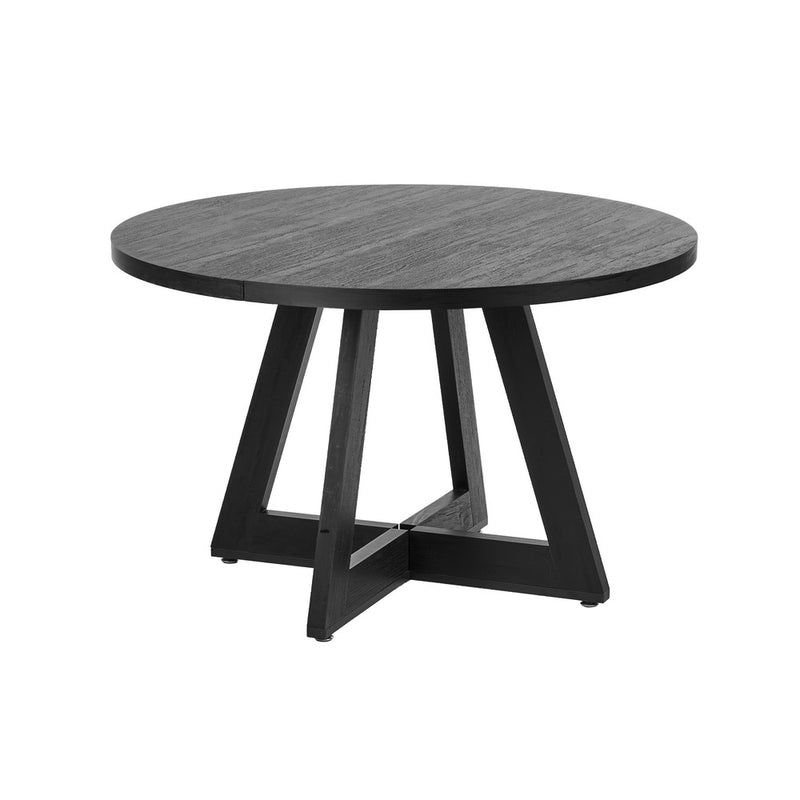 Oikiture 120cm Round Dining Table Wooden Kitchen Furniture Black