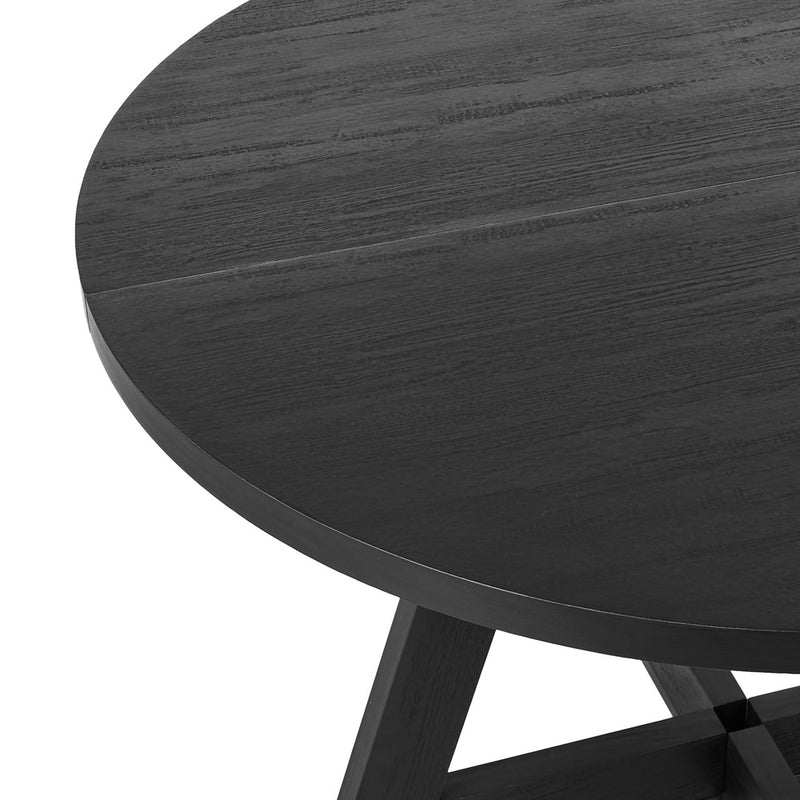 Oikiture 120cm Round Dining Table Wooden Kitchen Furniture Black