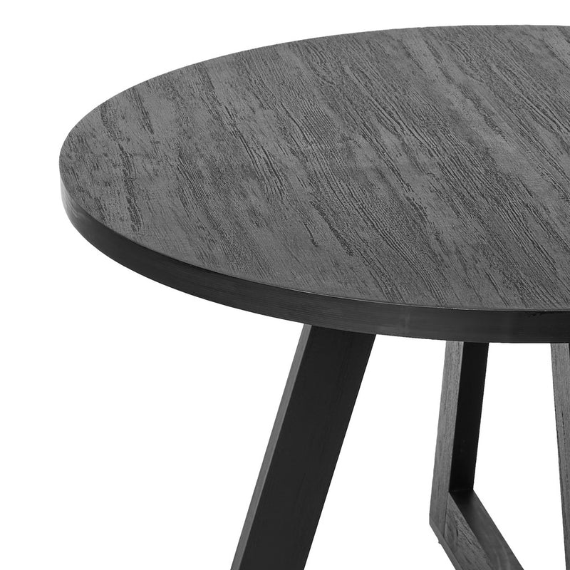 Oikiture 120cm Round Dining Table Wooden Kitchen Furniture Black