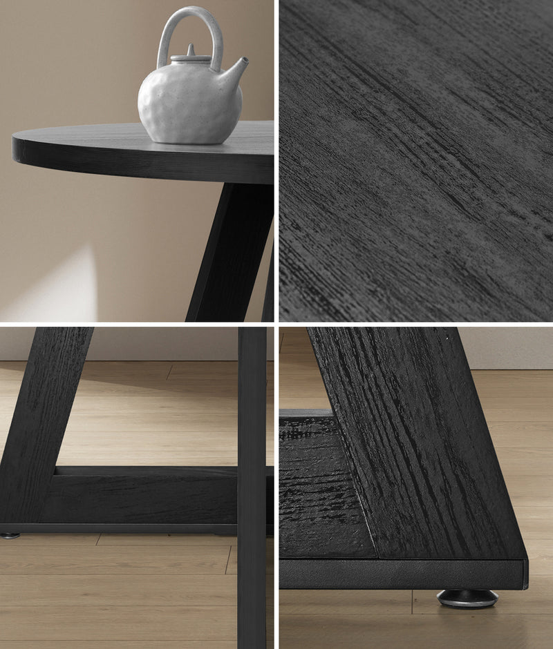 Oikiture 120cm Round Dining Table Wooden Kitchen Furniture Black