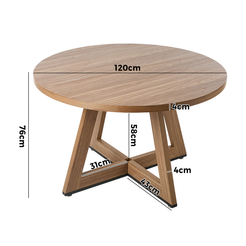 Oikiture 120cm Round Dining Table Wooden Kitchen Furniture