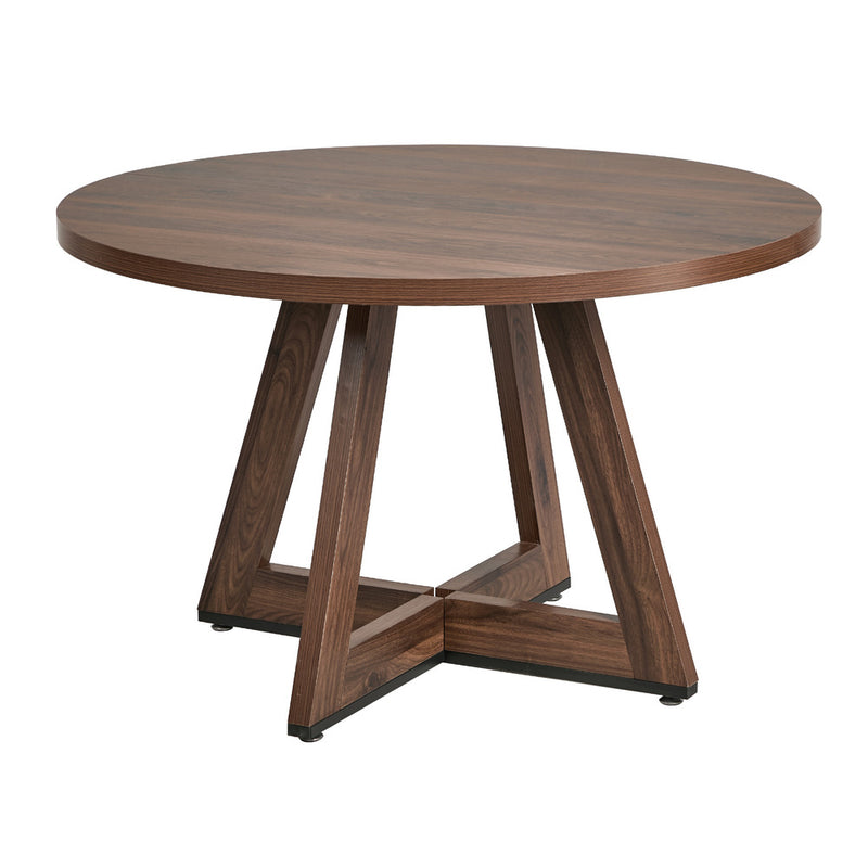 Oikiture 120cm Round Dining Table Wooden Kitchen Furniture Walnut