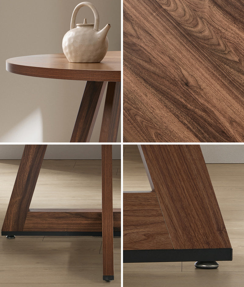 Oikiture 120cm Round Dining Table Wooden Kitchen Furniture Walnut
