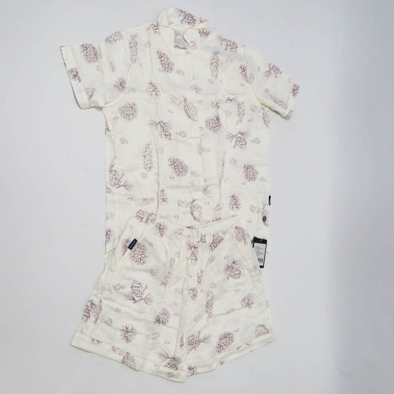 Domia Kids Bamboo Fiber Cotton Short Sleeve Pajama Set Pinecone Space 100-1954803079195004928