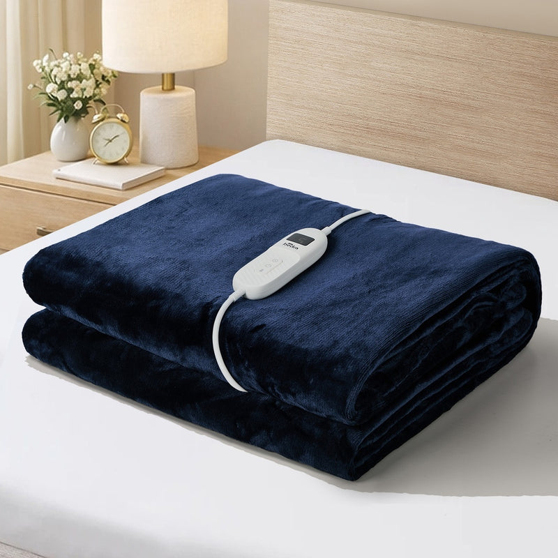 Bedra Electric Throw Rug Washable Heated Blanket Fleece Winter Blue