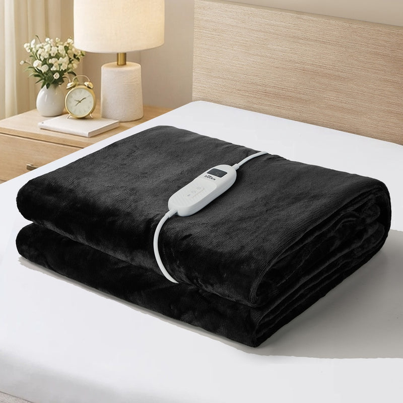 Bedra Electric Throw Rug Washable Heated Blanket Flannel Fleece Grey