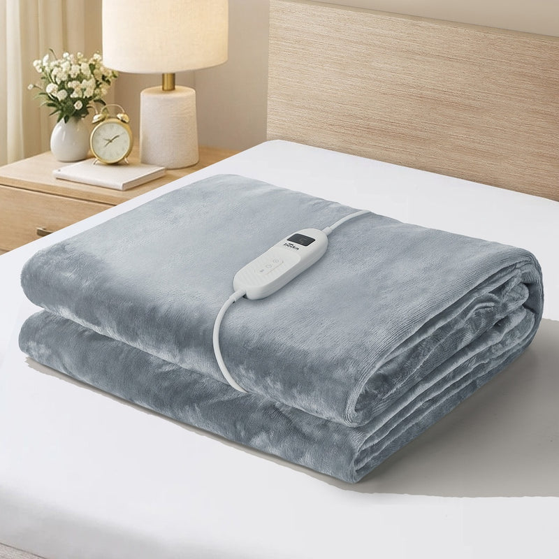 Bedra Electric Throw Rug Washable Heated Blanket Winter Light Grey
