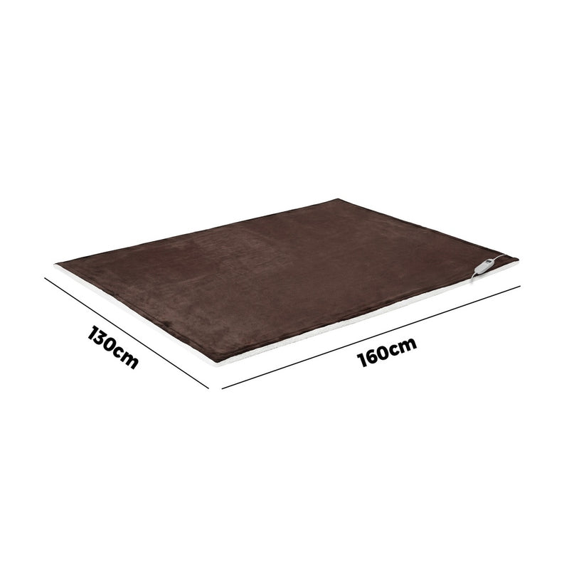 Bedra Electric Throw Rug Heated Blanket Flannel&Sherpa Brown