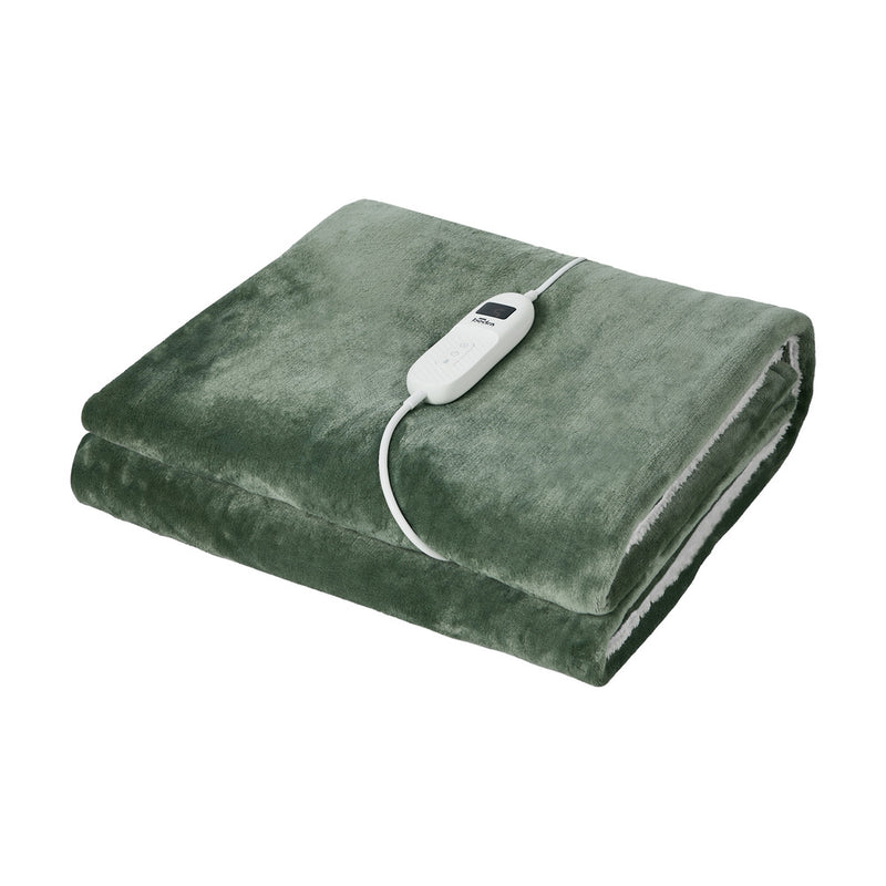 Bedra Electric Throw Rug Dual Side Heated Blanket Flannel&Sherpa Green