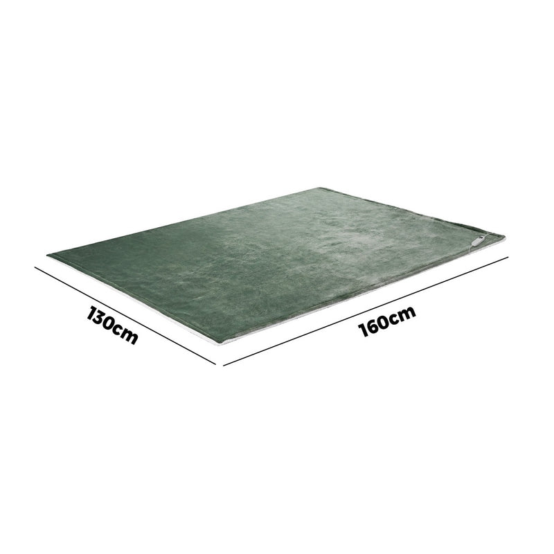 Bedra Electric Throw Rug Dual Side Heated Blanket Flannel&Sherpa Green