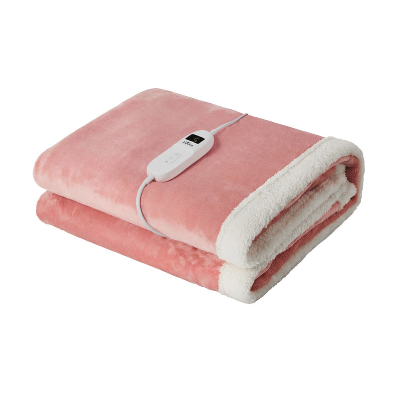 Bedra Electric Throw Rug Dual Side Heated Blanket Flannel&Sherpa Pink
