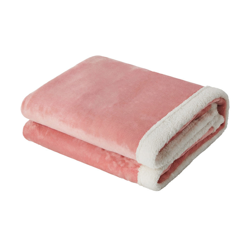 Bedra Electric Throw Rug Dual Side Heated Blanket Flannel&Sherpa Pink