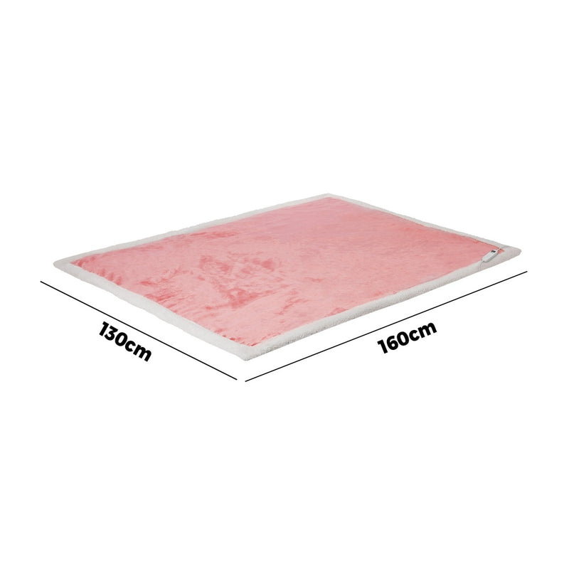 Bedra Electric Throw Rug Dual Side Heated Blanket Flannel&Sherpa Pink