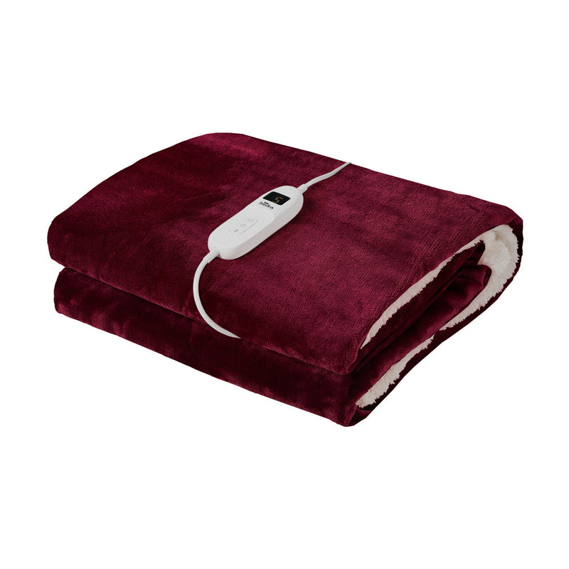 Bedra Electric Throw Rug Heated Blanket Flannel&Sherpa Burgundy
