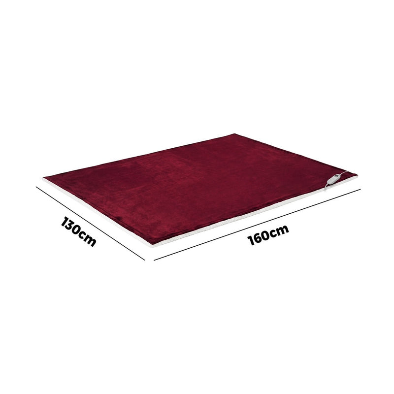 Bedra Electric Throw Rug Heated Blanket Flannel&Sherpa Burgundy