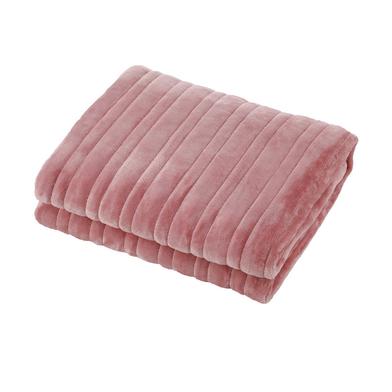 Bedra Washable Electric Heated Throw Rug Flannel Pink