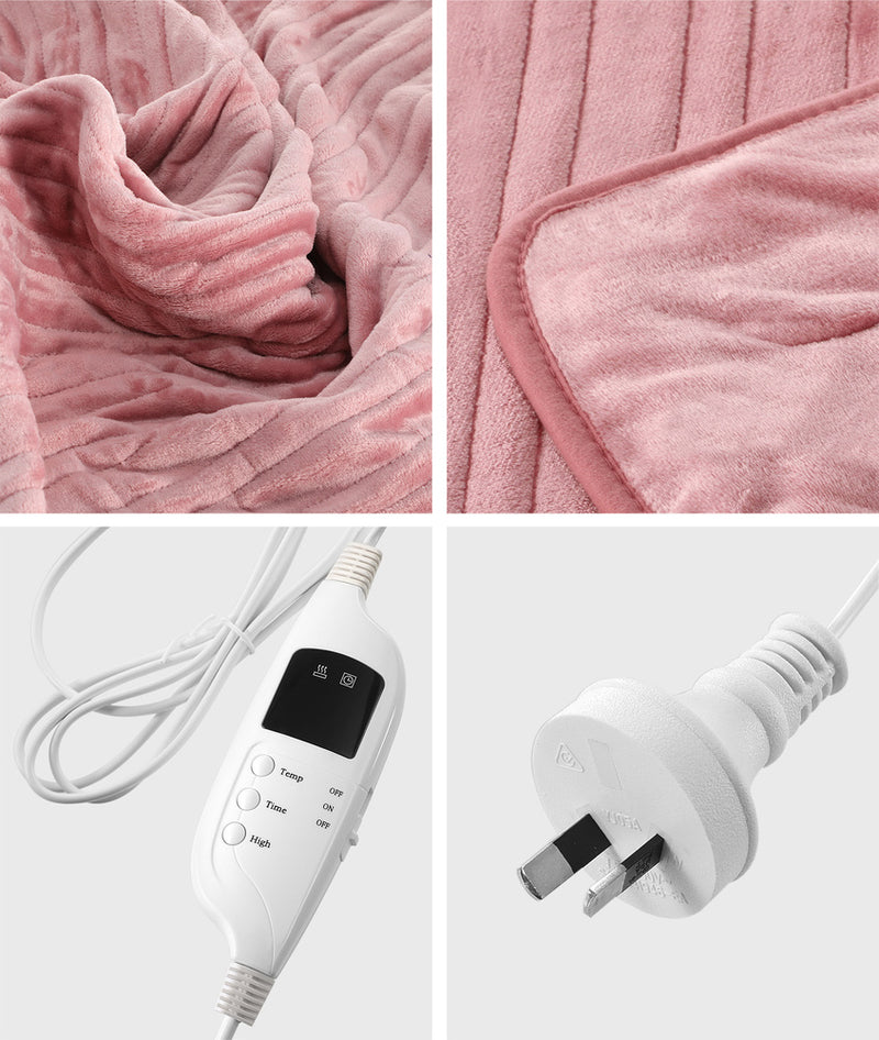 Bedra Washable Electric Heated Throw Rug Flannel Pink