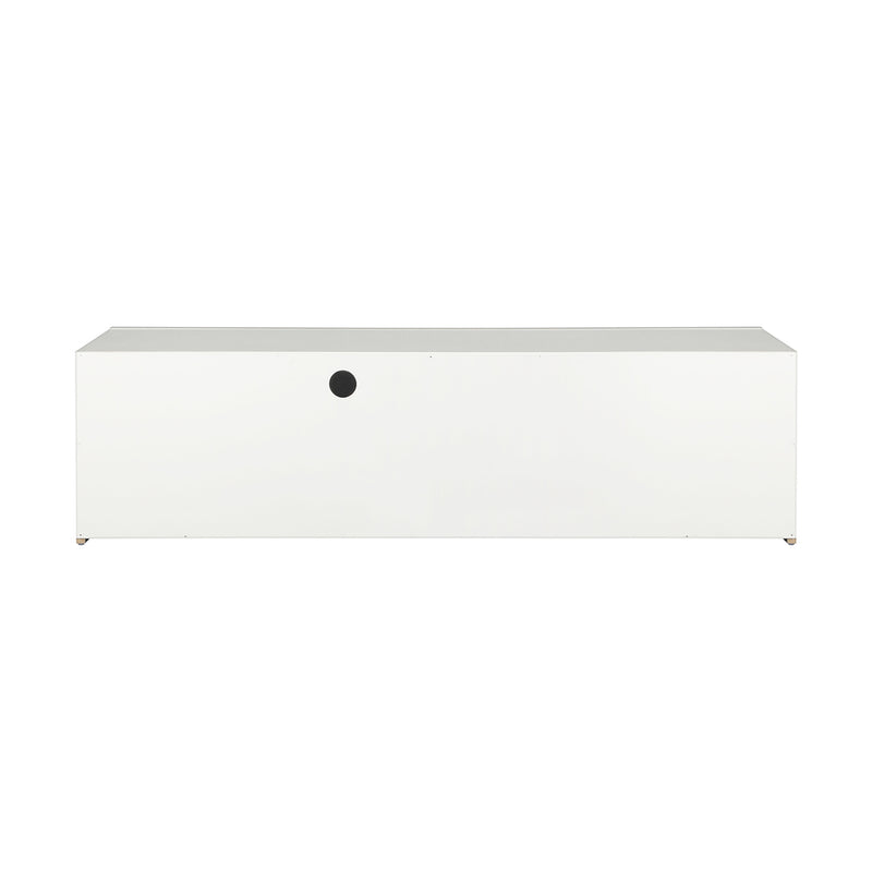 Oikiture TV Stand Cabinet Entertainment Unit RGB LED Gloss 130cm White