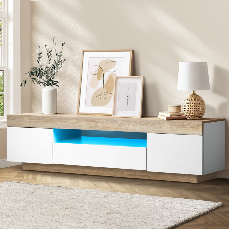 Oikiture TV Stand Cabinet Entertainment Unit RGB LED 180cm