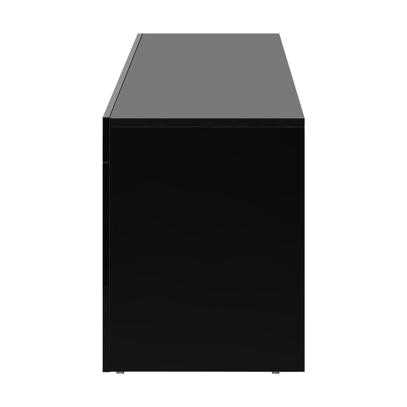 Oikiture Entertainment Unit TV Stand Cabinet LED RGB Gloss Black 180CM