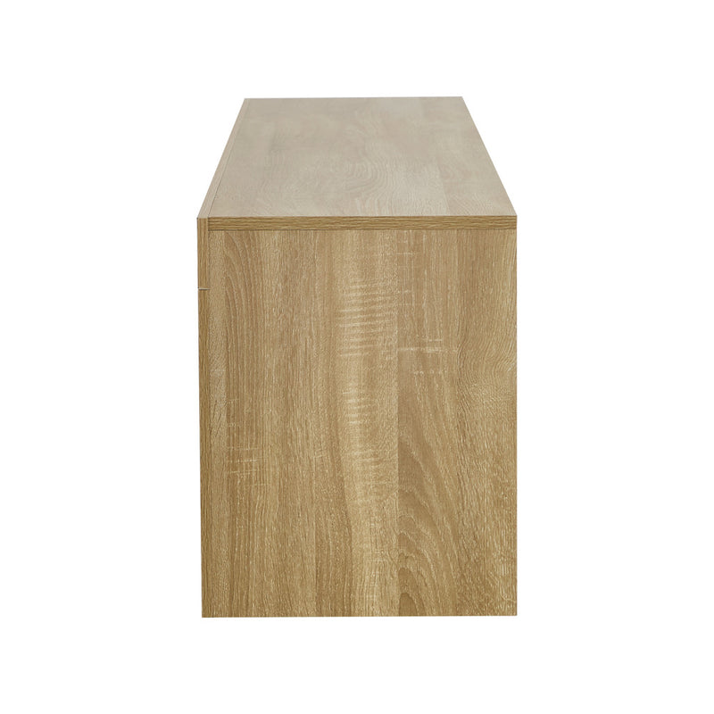 Oikiture Entertainment Unit TV Cabinet Drawers LED RGB Natural 180cm