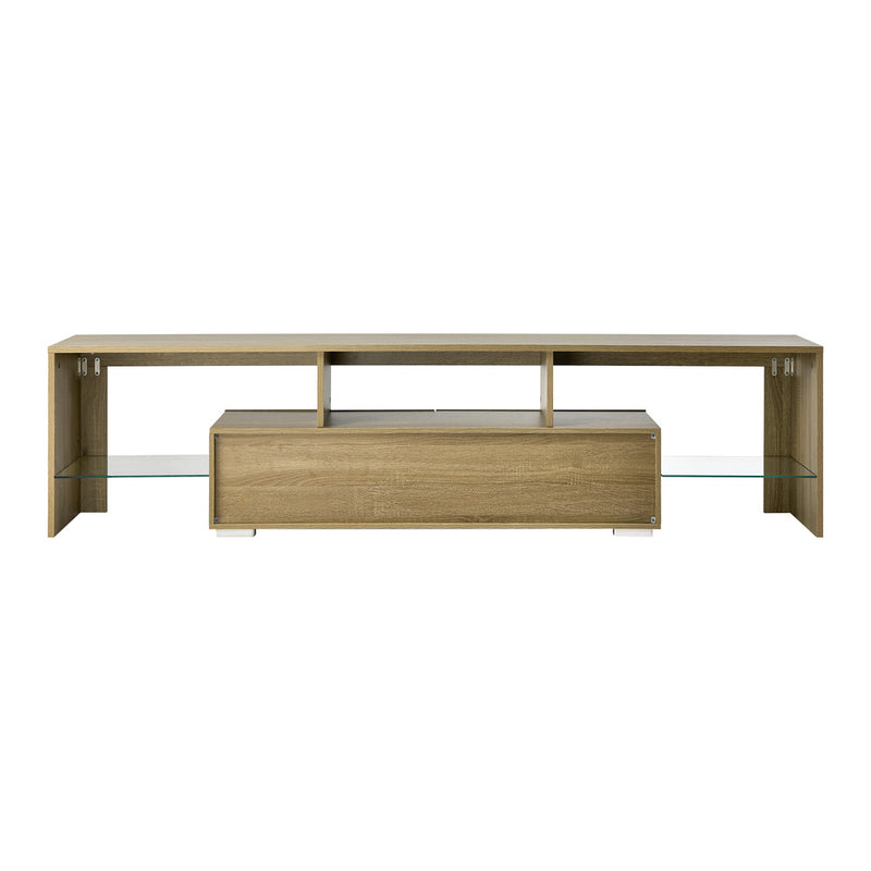 Oikiture Entertainment Unit TV Cabinet Drawers LED RGB Natural 180cm
