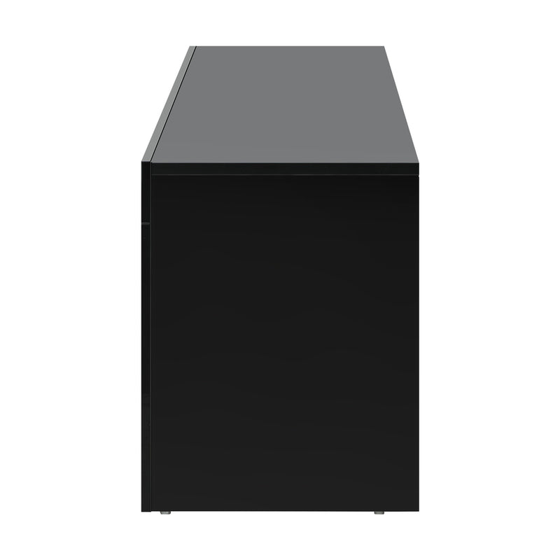 Oikiture TV Entertainment Unit Cabinet Stand Gloss LED RGB Black 180CM