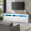 Oikiture Entertainment Unit TV Stand Cabinet RGB LED Gloss White 180CM