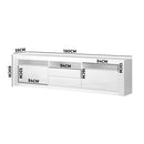 Oikiture Entertainment Unit TV Stand Cabinet RGB LED Gloss White 180CM