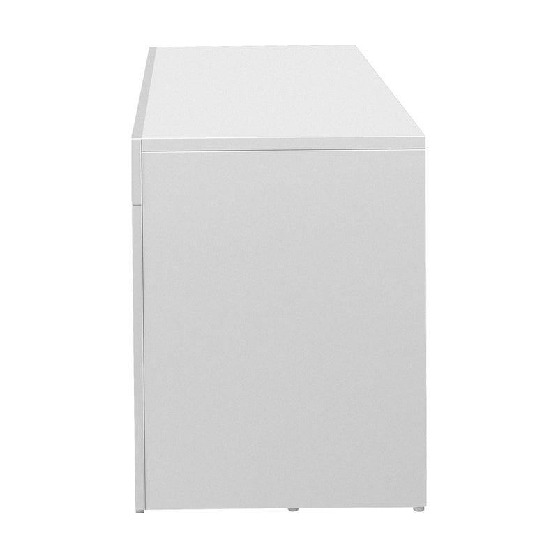 Oikiture Entertainment Unit TV Stand Cabinet RGB LED Gloss White 180CM
