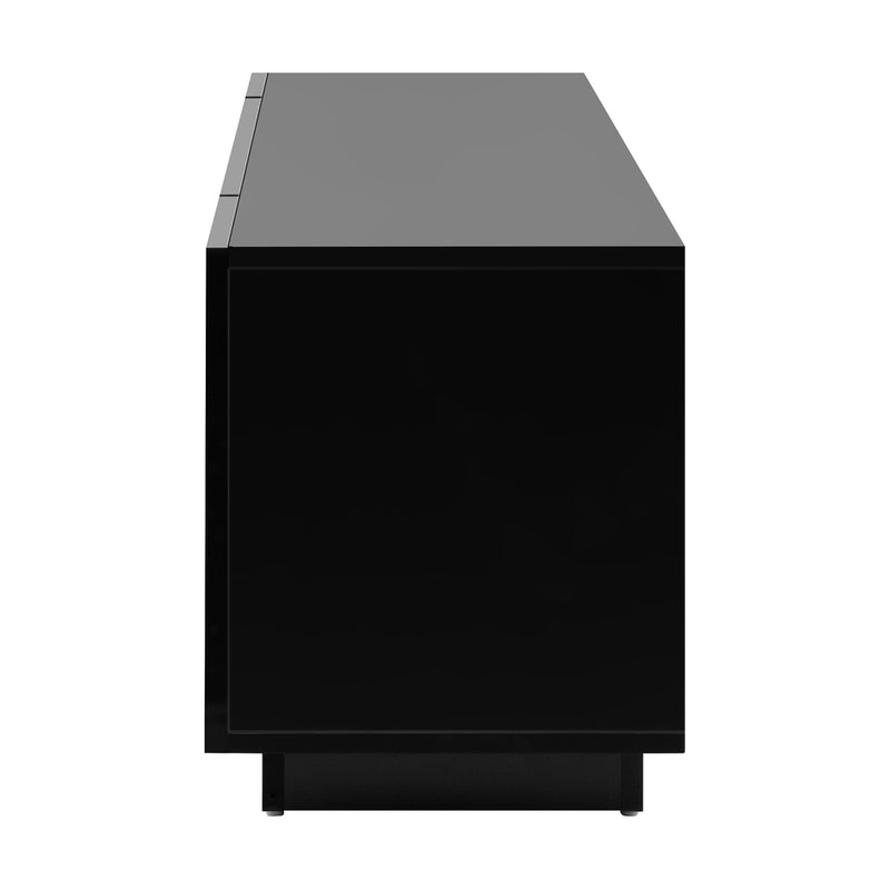 Oikiture Entertainment Unit TV Stand Cabinet Gloss RGB LED Black 180CM