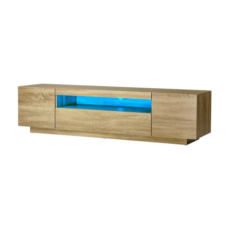 Oikiture TV Cabinet Entertainment Unit Storage Shelf Natural 180cm