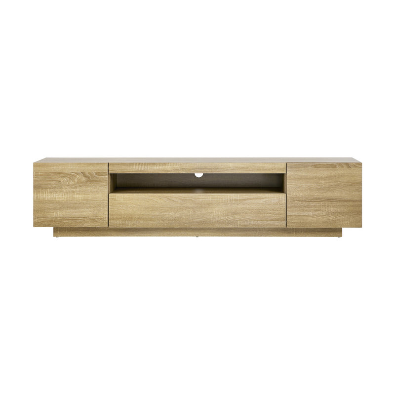 Oikiture TV Cabinet Entertainment Unit Storage Shelf Natural 180cm
