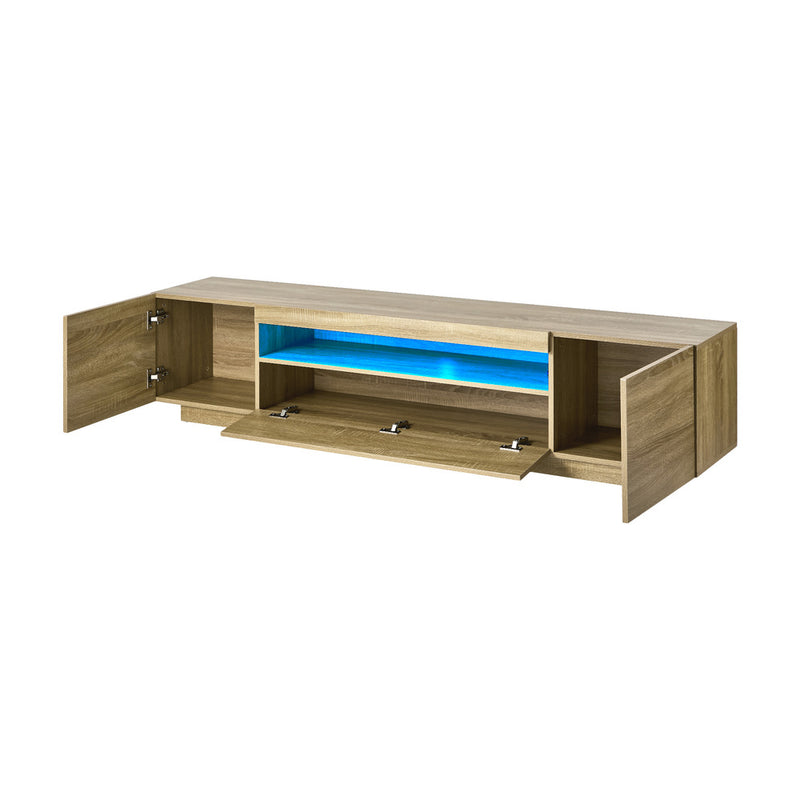 Oikiture TV Cabinet Entertainment Unit Storage Shelf Natural 180cm