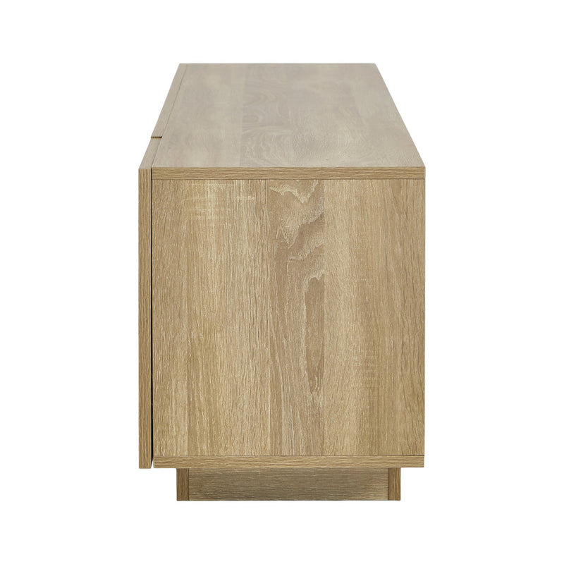 Oikiture TV Cabinet Entertainment Unit Storage Shelf Natural 180cm