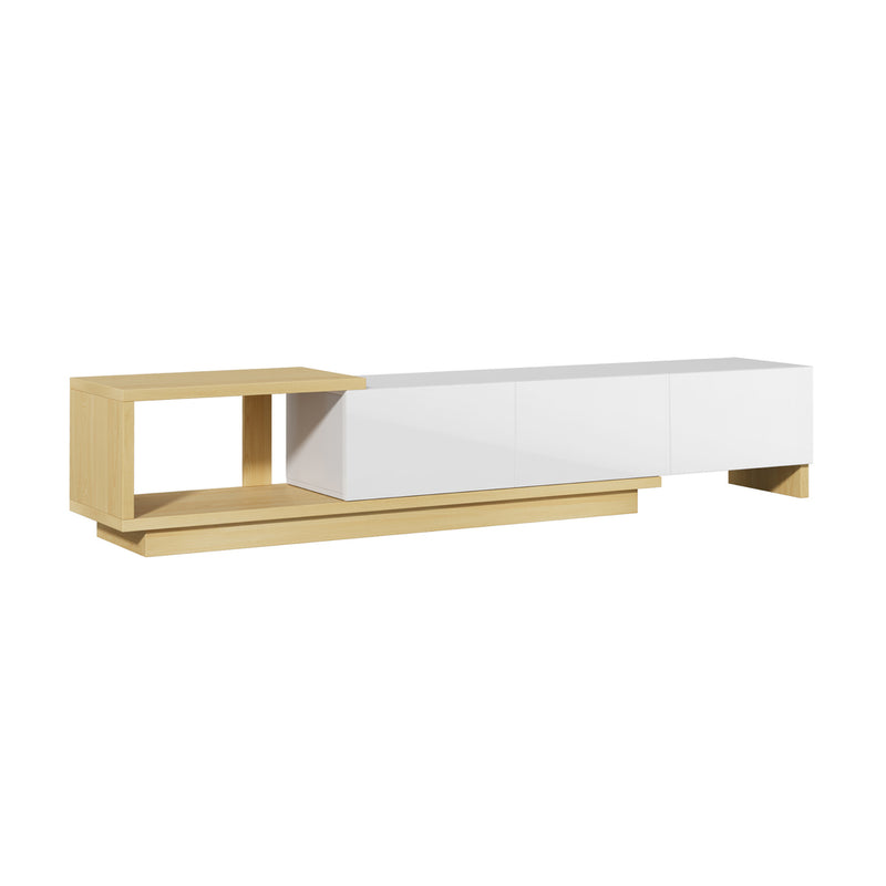 Oikiture 160-211cm Extendable TV Cabinet Entertainment Unit 3 Drawers
