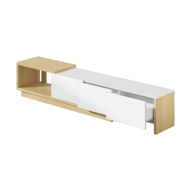 Oikiture 160-211cm Extendable TV Cabinet Entertainment Unit 3 Drawers