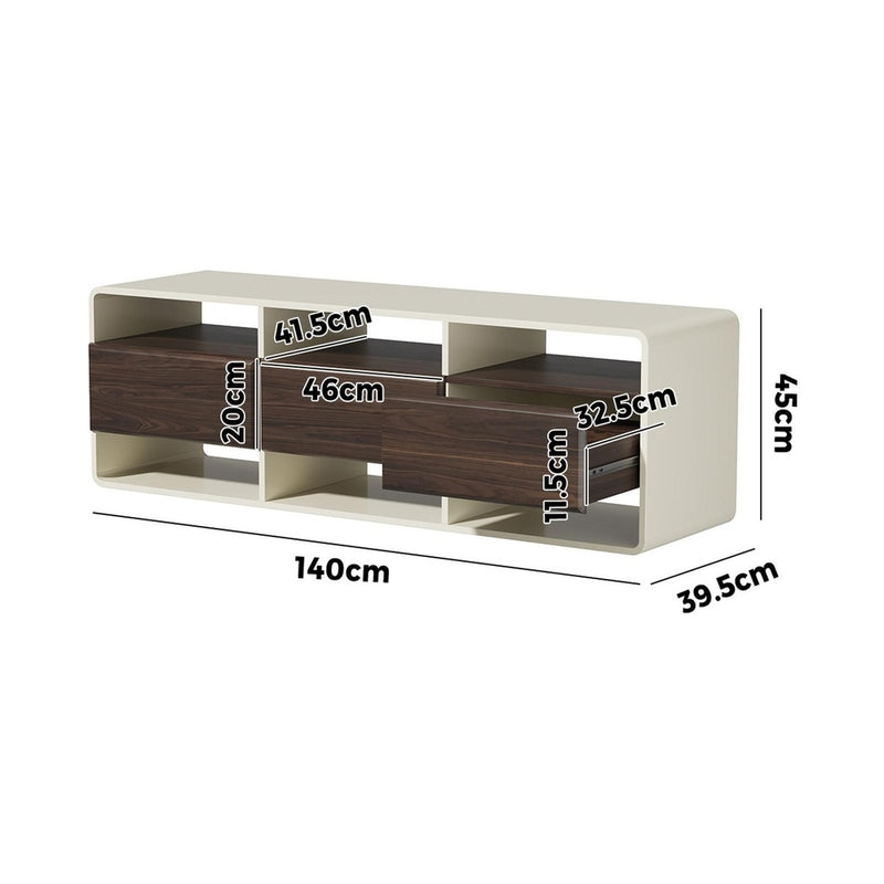 Oikiture TV Cabinet Entertainment Unit Stand 3 Drawers 6 Open Shelves 140cm