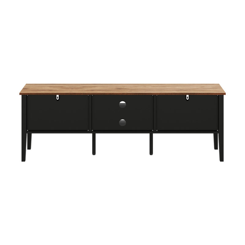 Oikiture TV Cabinet 150cm Entertainment Unit Storage Shelves Black