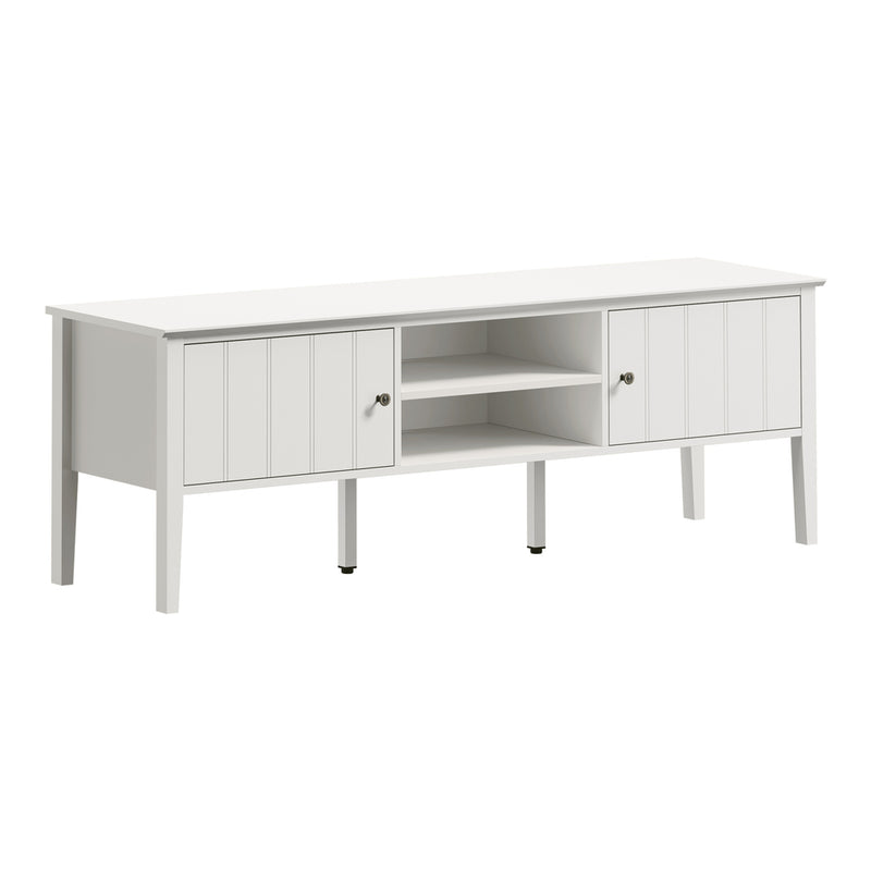 Oikiture TV Cabinet 150cm Entertainment Unit Storage Shelves White