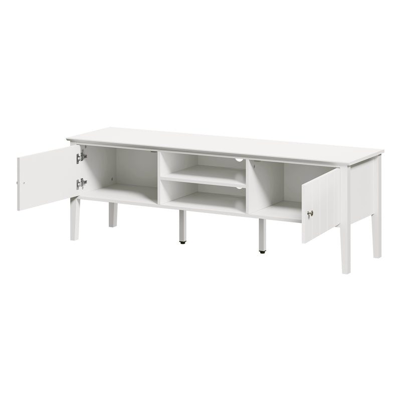 Oikiture TV Cabinet 150cm Entertainment Unit Storage Shelves White