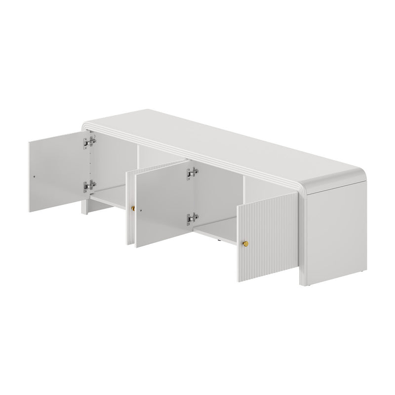 Oikiture TV Cabinet Entertainment Unit Stand 160cm Fluted Doors