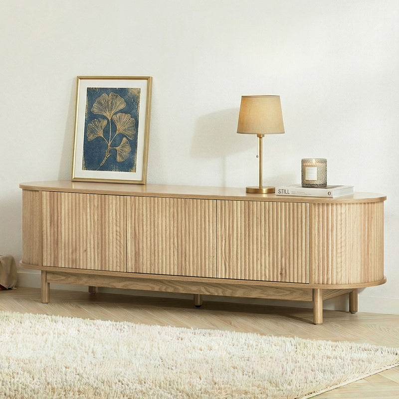 Oikiture TV Entertainment Unit Stand 160cm Wooden Natural