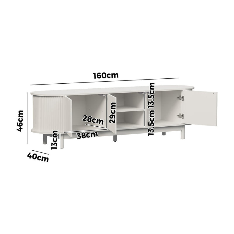 Oikiture TV Entertainment Unit Stand 160cm Wooden White