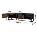 Oikiture TV Stand Cabinet Entertainment Unit 180cm Black&Natural