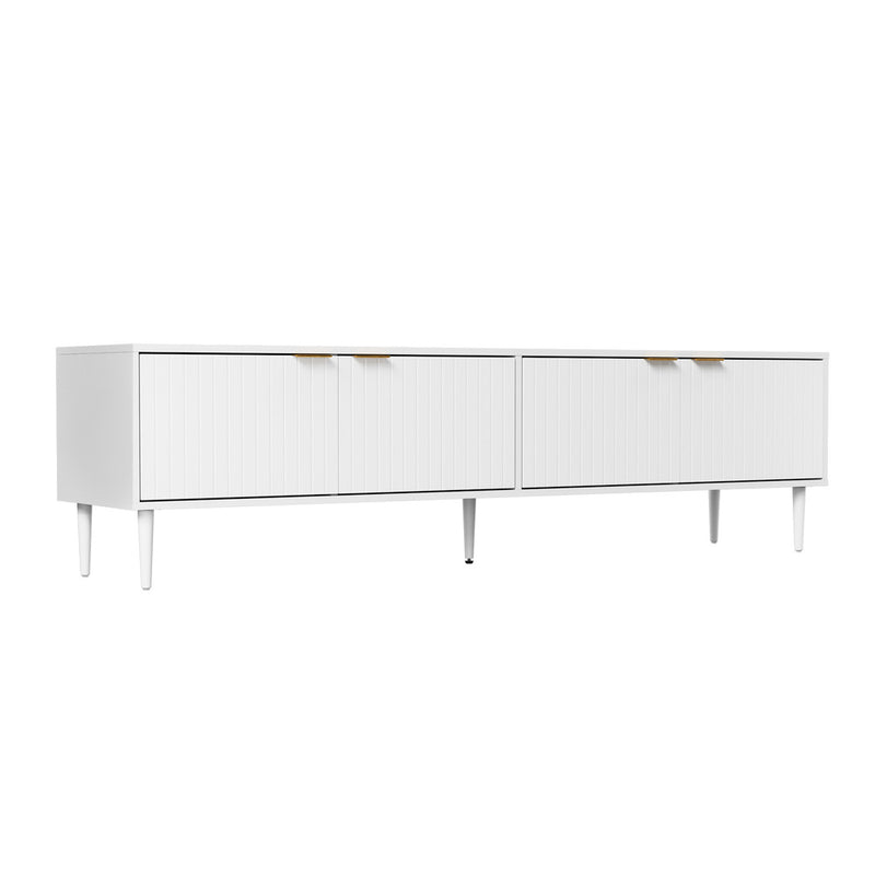 Oikiture TV Stand Cabinet Entertainment Unit Four Door 180cm White