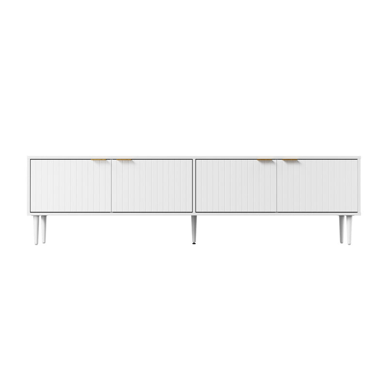 Oikiture TV Stand Cabinet Entertainment Unit Four Door 180cm White