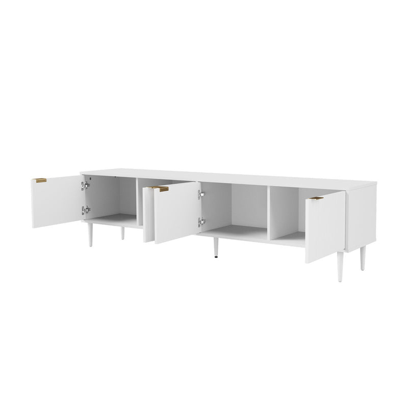 Oikiture TV Stand Cabinet Entertainment Unit Four Door 180cm White