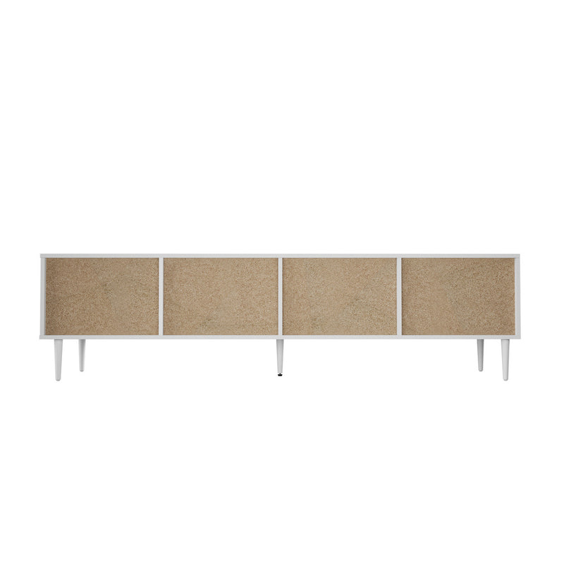 Oikiture TV Stand Cabinet Entertainment Unit Four Door 180cm White