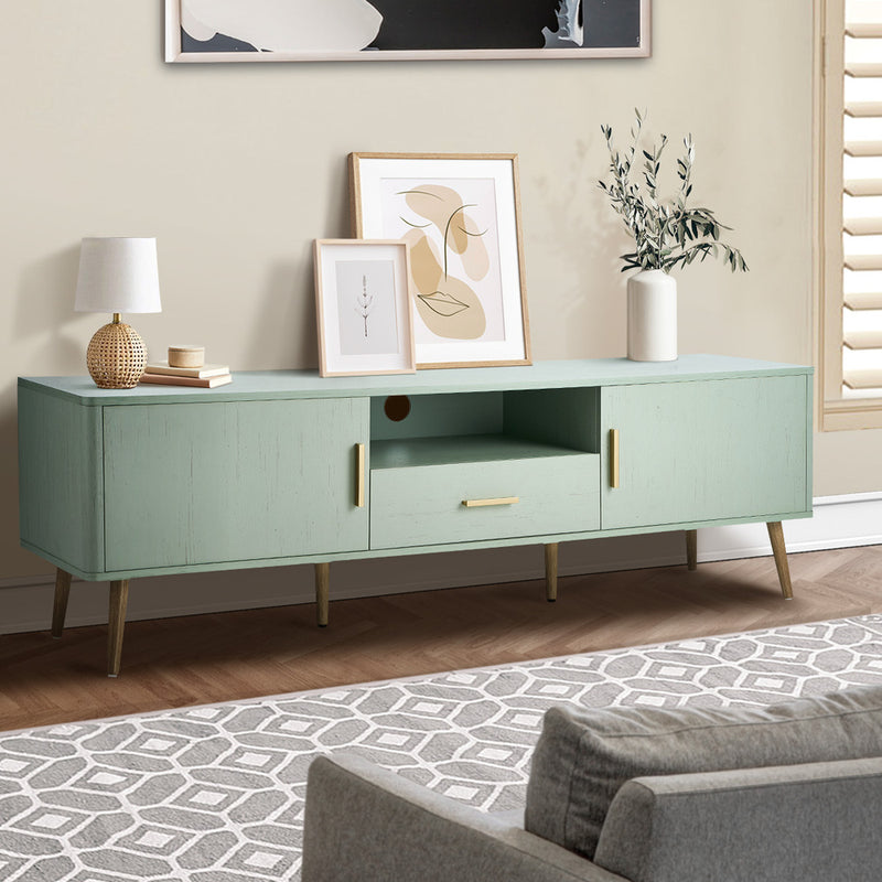 Oikiture TV Cabinet Entertainment Unit Stand 160cm Green